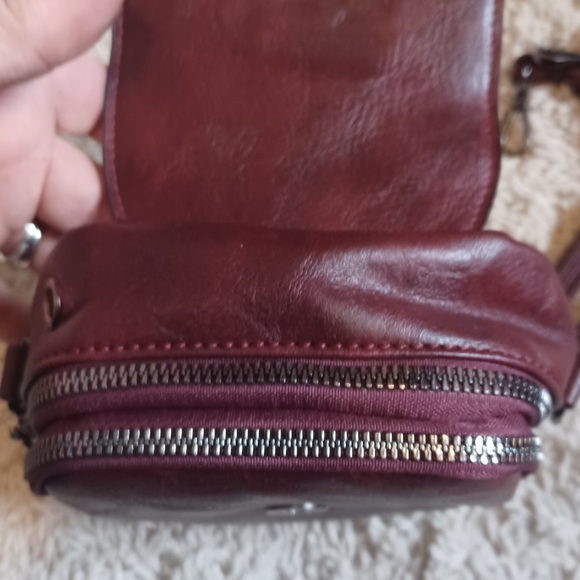 Burgundy Cell Messenger Crossbody Bag - Picture 7 of 9